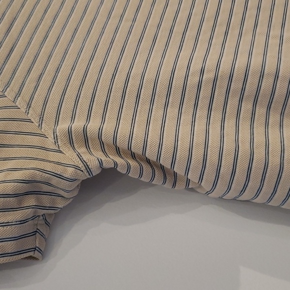 Boss Golf Shirt Men's Beige Blue stripes Size tag missing Polo shirt M - Picture 6 of 12